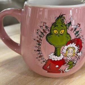 Pink Grinch Christmas Egg Shaped Ceramic Coffee Mug Cindy Lou Who NEW